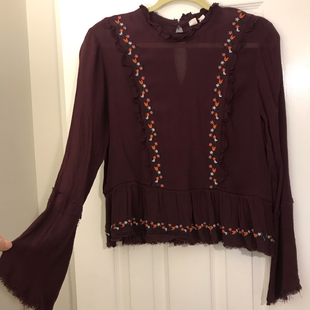 Maroon embroidered blouse
